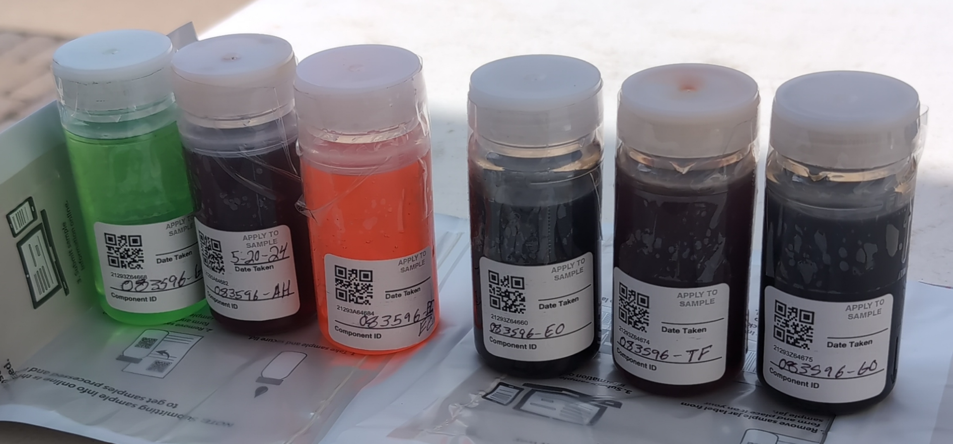 Fluid samples for MotorHome